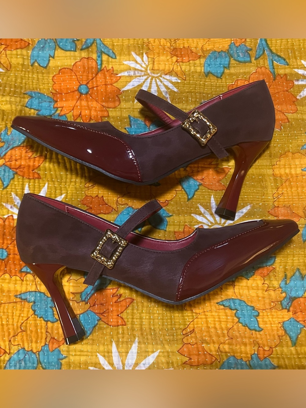Burgundy Mary Jane Pumps Size 41/ US Woman 9.5